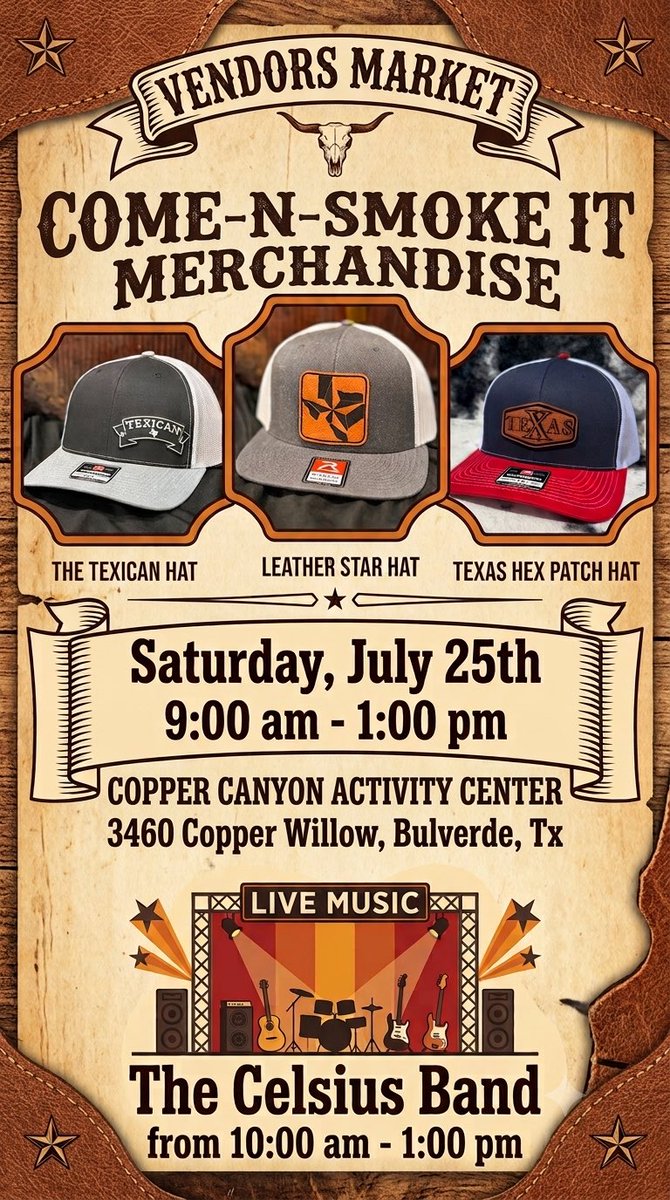 area210podcast's tweet photo. Make sure to @TexMexFrank as he will be selling his Come-N-Smoke It merch tomorrow from 9AM - 1PM at the Copper Canyon Activity Center. #suportlocal https://t.co/nd1UED1Aik