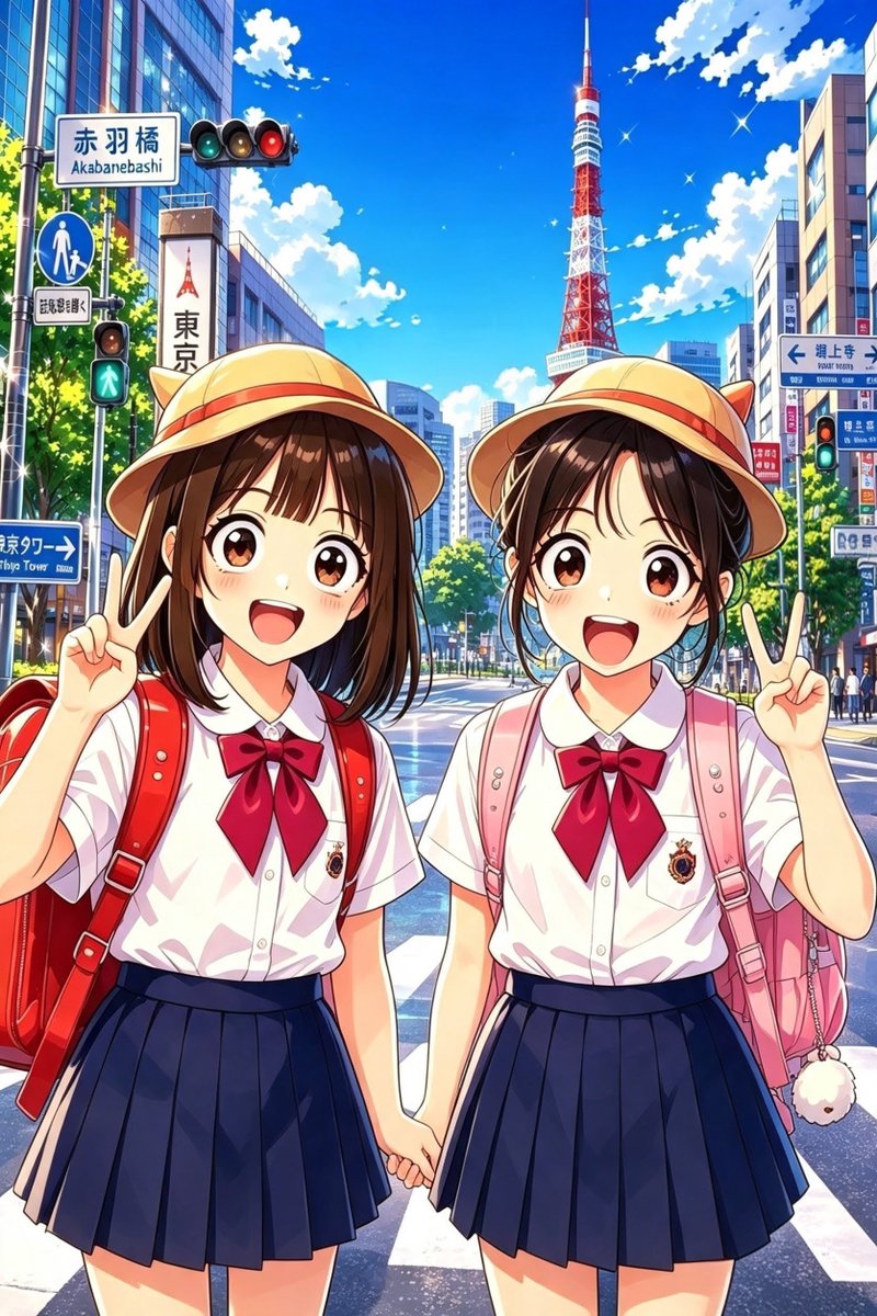 LunaMonetLuv's tweet photo. ルナモネだよ！☀️
夏の通学途中🎒
いつもの景色も、なんだかいつもより素敵に見えちゃう！
 
#AIサマーコンテスト2026 https://t.co/1Whwqfl3d7