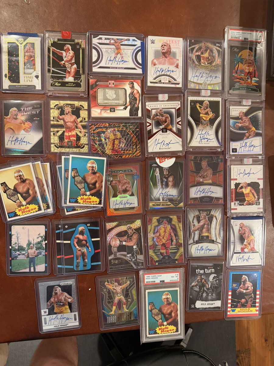 WesleyDHall's tweet photo. RIP Hulkster.
It isn’t the @dpeck100 or @RealRichHopkins hogan collection, but at least we are all collecting. Thank yall for driving the collecting sport.  @card_guide https://t.co/H9QGg9IqFu