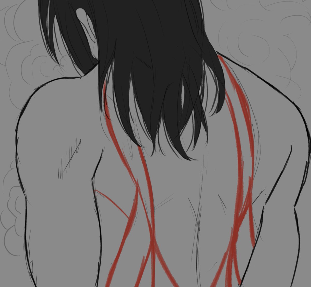 elijalt's tweet photo. i Iike that erens titan marks go down his back https://t.co/lt6aq9bL9y