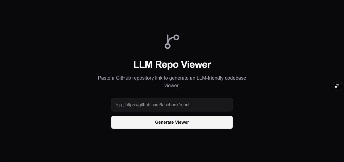 iMaksxAI's tweet photo. Built a repo viewer to allow you use ChatGPT or any other LLM with a search tool view any public GitHub codebase so you can ask questions or reference it without setting up GitHub integration. Basically GitHub pages for LLMs. Y'all should try it out. 👇

https://t.co/eHNzUImkY8 https://t.co/HalUqJOw1S