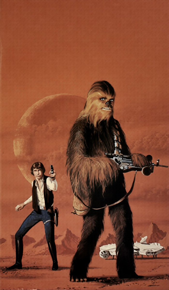 NoTextSWPics's tweet photo. Book cover art for Ballantine/Del Rey’s Han Solo’s Revenge by Dean Ellis published in October 1979 (authored by Brian Daley)

#NoTextStarWars #starwarsart #starwarsbooks #briandaley #starwars https://t.co/B6Kg4pJ0AQ