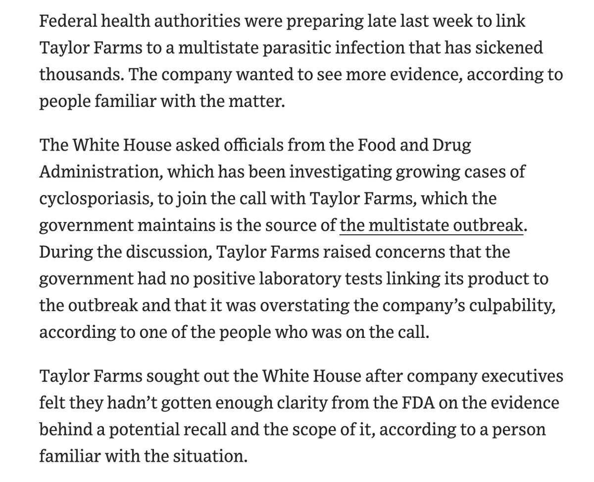 Phil_Lewis_'s tweet photo. Representatives for Taylor Farms called the White House to try to delay a recall tied to one of the largest foodborne illness outbreaks in U.S. history 

https://t.co/QHjk3PKib7 https://t.co/nf0KeNlJx8