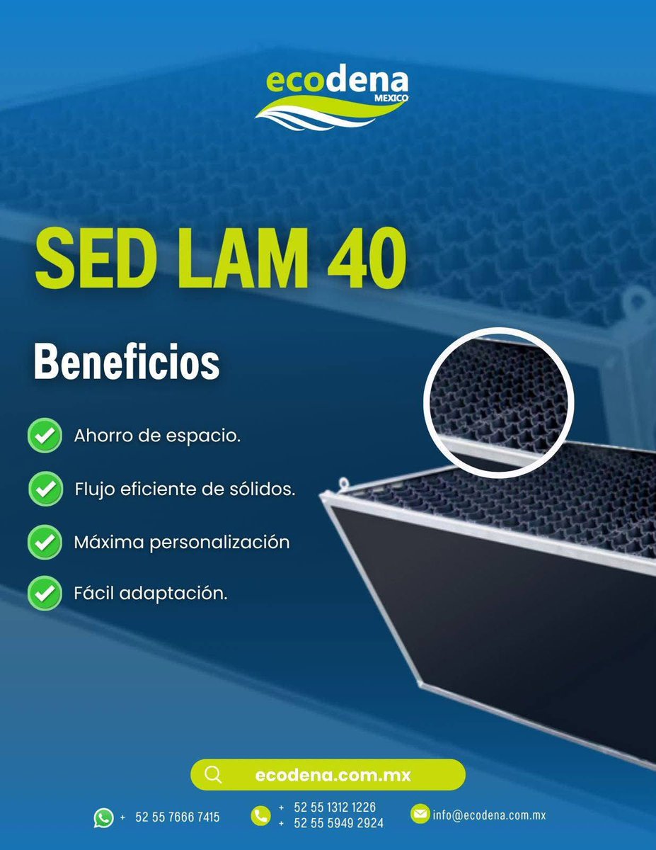 ECODENAmx's tweet photo. ¿Buscando optimizar la eficiencia y el espacio en su planta de tratamiento de aguas? 💧 Presentamos el SED LAM 40 de Ecodena México.
📞+ 52 55 1312 1226
📞+ 52 55 5949 2924
📲 + 52 55 7666 7415
📍Mendelssohn Nº145 Col. Vallejo, C.P. 07870, Gustavo A. Madero, Ciudad de México. https://t.co/63UeWtnigY