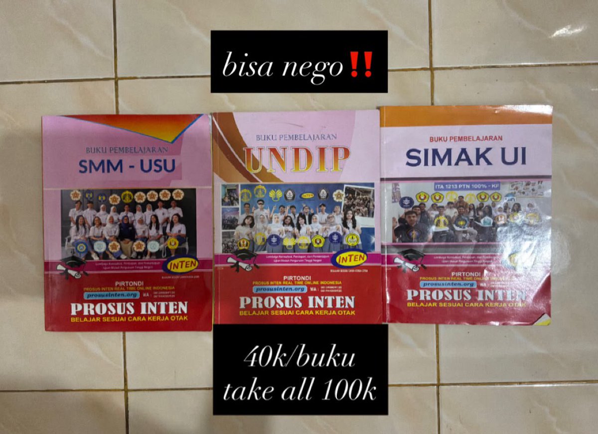 cocothieryy's tweet photo. Hello #pejuangptn #camaba
WTS Buku Inten, Wangsit, the king (bisa nego) #wts #inten
Loc: medan
โข Bisa dikirim ke luar kota
โข Biaya pengiriman ditanggung pembeli
Dm for more information https://t.co/hxDEcpH1Nw