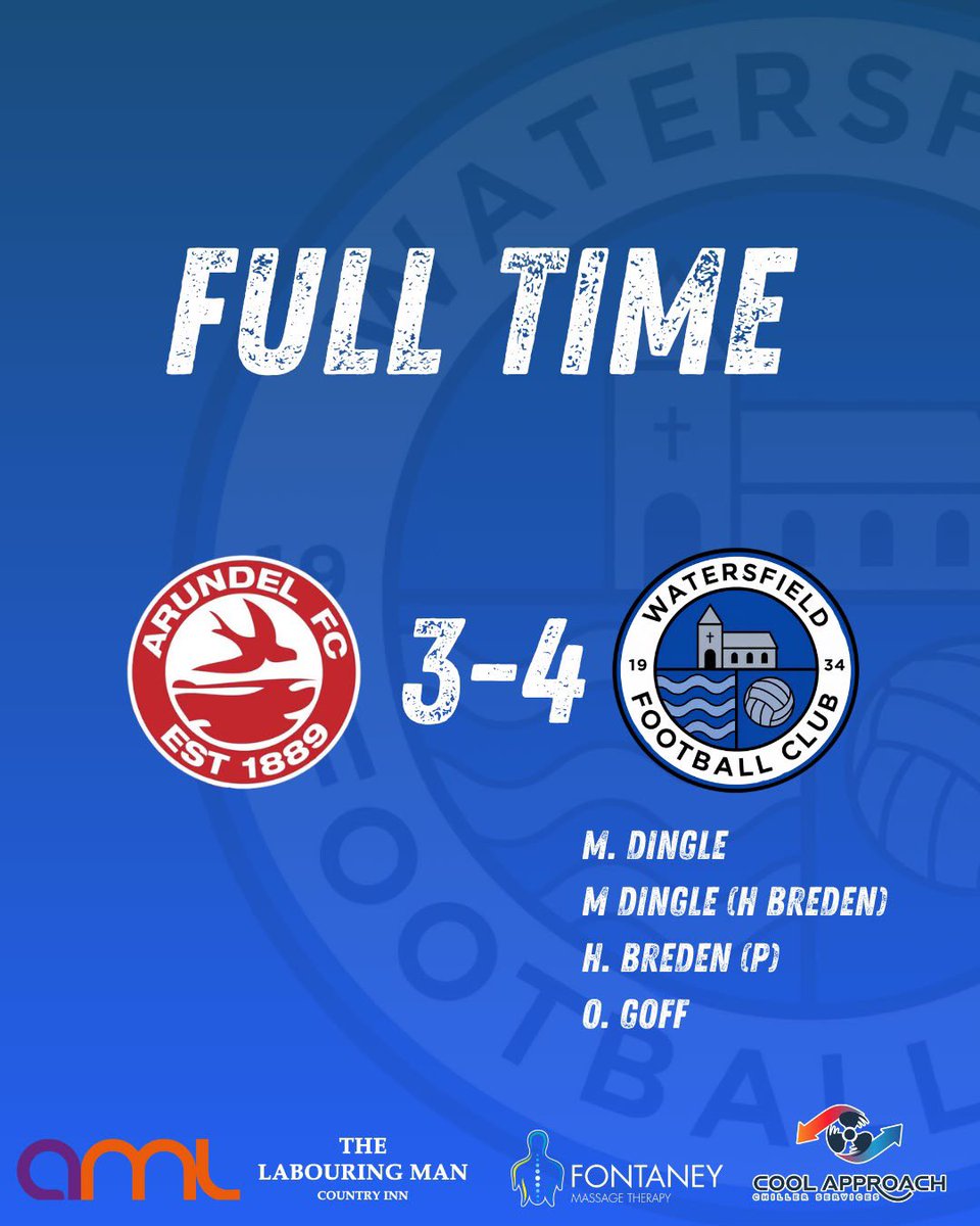 Watersfield_FC's tweet photo. FULL TIME ⚽️

We come out on top in our first pre season fixture against an Arundel U23s side. A good test to kickstart the campaign. Goals coming from Dingle x2, Breden and Goff 💙

We move onto our next pre season fixture away at Storrington on Tuesday 📆

Up the field 💙 https://t.co/o9G38usH62