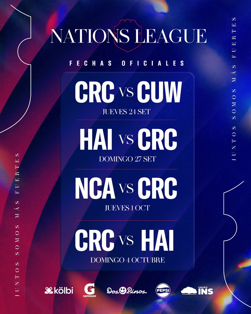 laselecrc_'s tweet photo. 🗓️ 𝘾𝙖𝙡𝙚𝙣𝙙𝙖𝙧𝙞𝙤 𝙙𝙚𝙛𝙞𝙣𝙞𝙙𝙤 ✅

Así jugaremos la fase de grupos de Nations League. ⚽️

¡Vamos Sele! 🇨🇷 https://t.co/gv8ueiJEt6