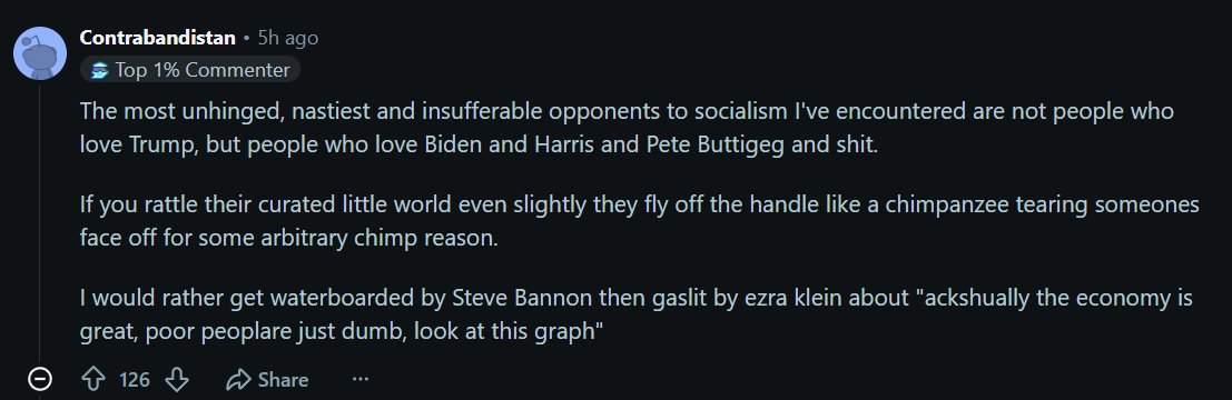 TheOmniLiberal's tweet photo. Crazy r/hasan_piker post where they cry about liberals fighting with them, despite their lies ("free healthcare" lol) and despite them constantly antagonizing liberals.

Top comment complains about Democrats who act up "for some arbitrary chimp reason". They hate black people. 😬😬