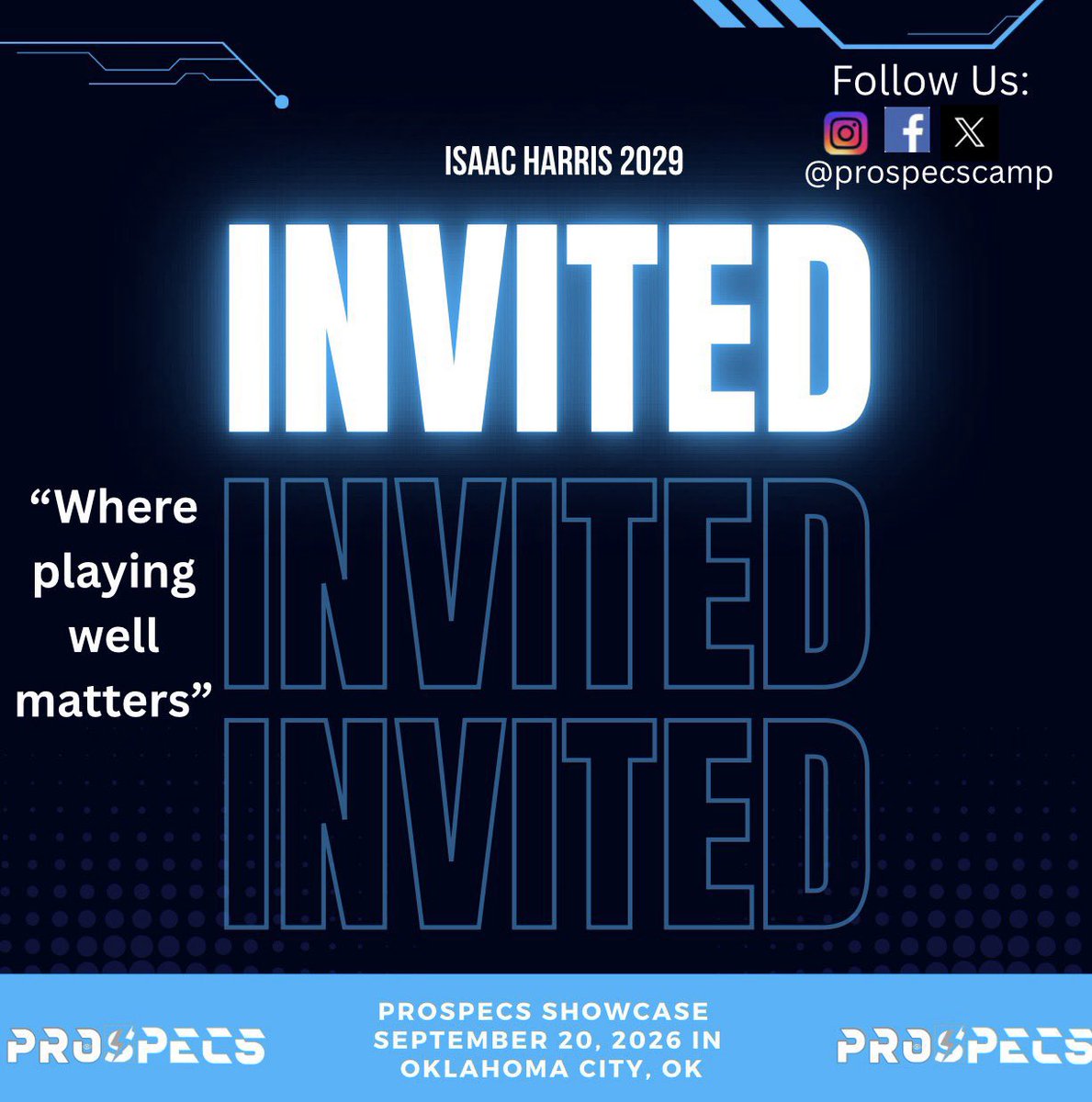 IsaacHarris24's tweet photo. Thanks for the invite! @prospecscamp https://t.co/n68IyDdBZo