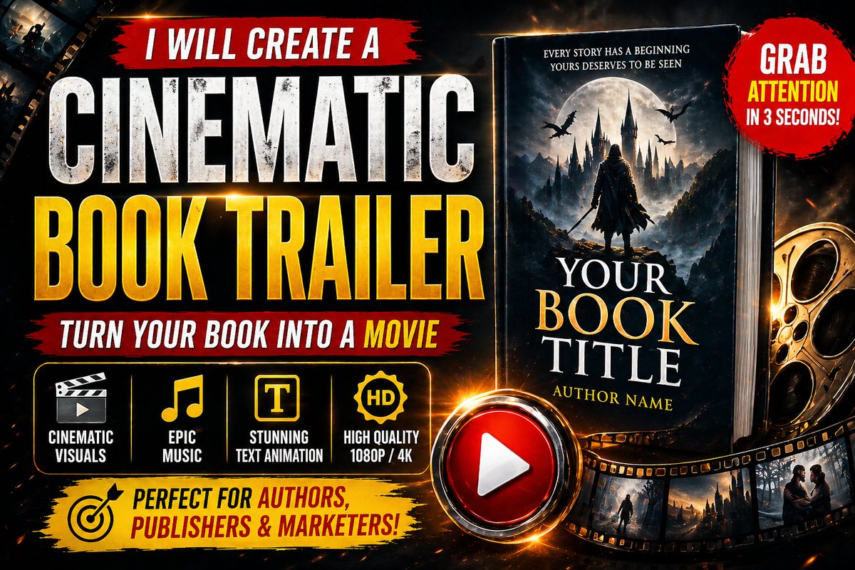 alimsardercom's tweet photo. Need a cinematic book trailer that hooks readers and sells more books?
> 4K Quality | Fast Delivery | Unlimited Revisions
> Perfect for social media and book launches

📩 Order/DM me to get started:
👉 https://t.co/raVjDjCjwN

#BookTrailer #BookPromo #Writer #WritingCommunity #RT https://t.co/JWFrdhbB5C