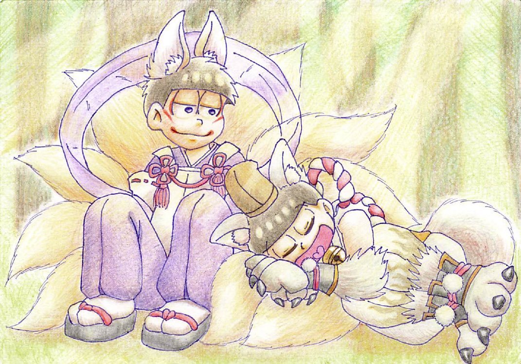 kabamatsu14's tweet photo. 九尾と犬神　数字 https://t.co/0EsMmkyyFT