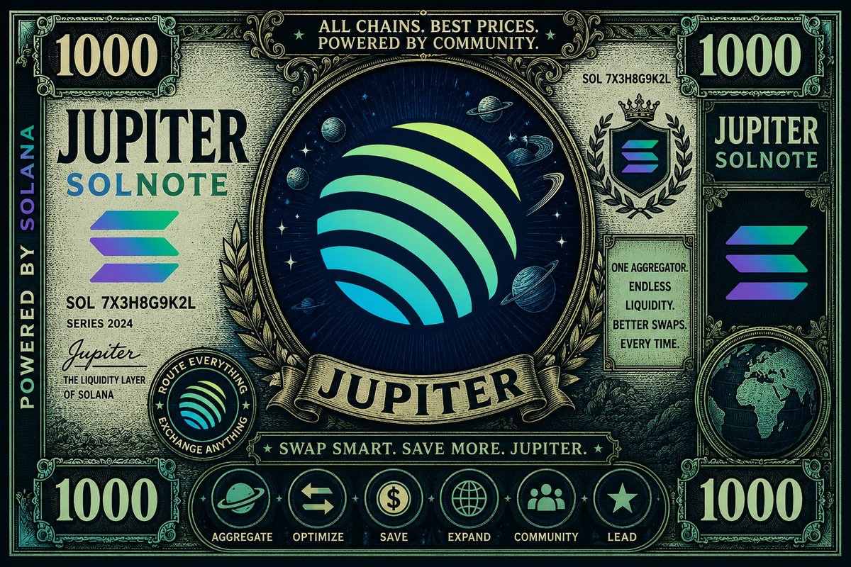 solnotememe's tweet photo. For routing billions across Solana and beyond, this is well deserved. 1000 JUPITER solana:99rnB4onV33KZwBffs7YkKpN1RsVSyrDKsqfwLVApump . 🪐💸 @JupiterExchange

99rnB4onV33KZwBffs7YkKpN1RsVSyrDKsqfwLVApump https://t.co/syohNavP9c
