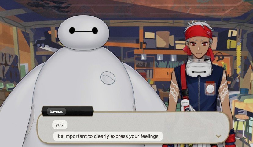 snapdrxgon's tweet photo. awww baymax telling kalim that it's important to clearly express your feelings.....that's so nice. he will not be doing that ❤️ https://t.co/3f2PkPzhzi