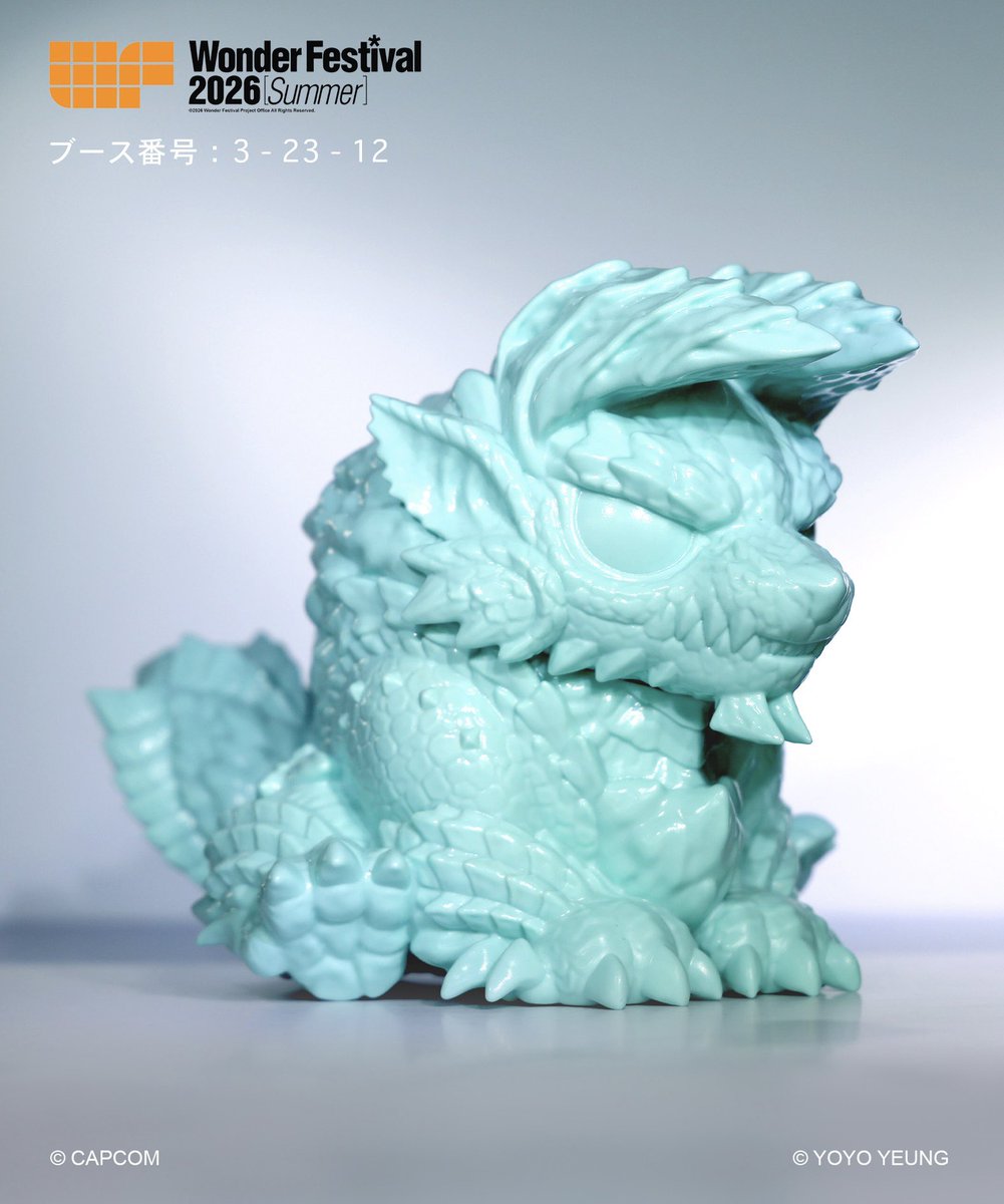 IcyWhiteYoyo's tweet photo. 今回の販売では無地のフィギュアしか選べませんでしたが、私はミントブルーのバージョンにしました。まるでミントアイスみたいで美味しそうです🤤
 
SIT SIT ジンオウガ 当日版権
価格：18000円  未塗装 Vinyl

#WF2026s #怪物獵人 #モンハン #ワンフェス2026夏 https://t.co/ye2sShKvqR