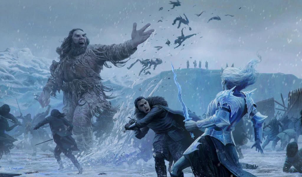 jaiytsu's tweet photo. everyone in westeros arguing over a chair of ugly swords meanwhile what Jon Snow and the nights watch are dealing with 💀 https://t.co/sk631lOU4F