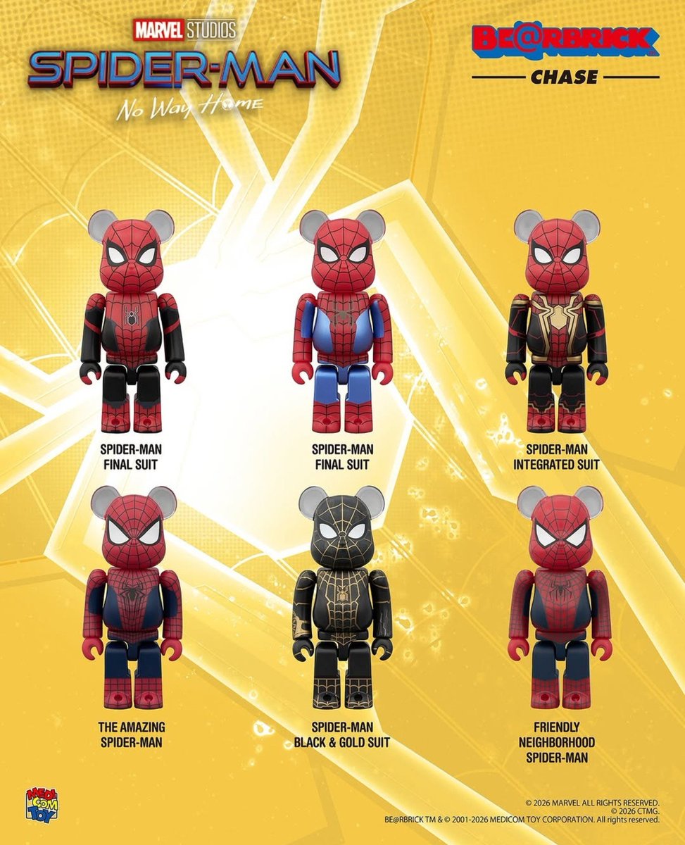 sigofumi2's tweet photo. おお！これマジかッ！！
スパイダーマンだけのBE@RBRICK CHASE とか全部欲しい…🥺

箱で買えば被り無しかな？？ https://t.co/hPAZNcMcak