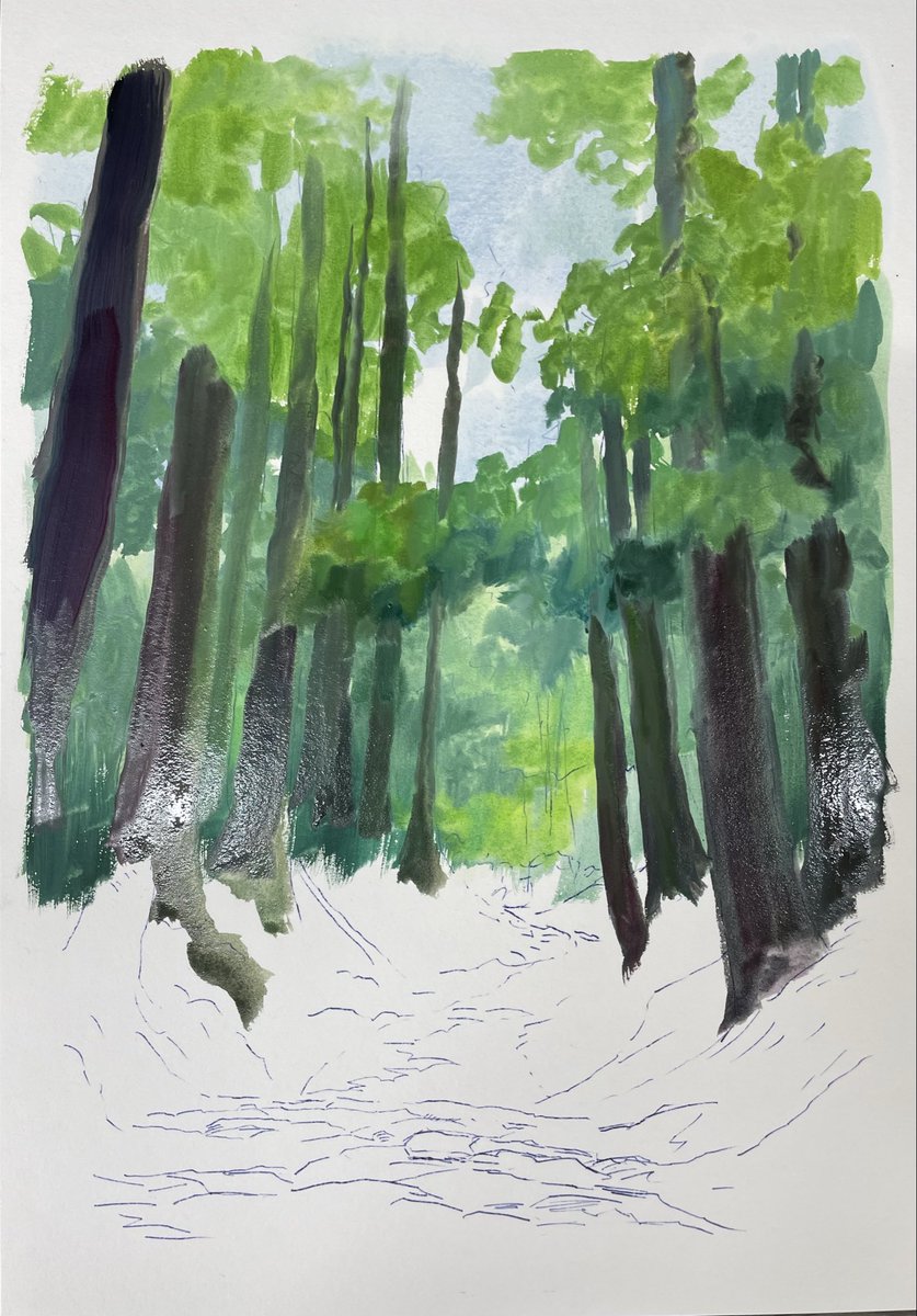 YohIchi_N's tweet photo. New original painting🎨
for solo exhibition(at Gallery nucleus) and Comic Con San Diego 2026(booth 2015).

Stone paving 
Hakone, Kanagawa prefecture, Japan 

箱根一里塚の石畳 https://t.co/vzhVvHvN0Q