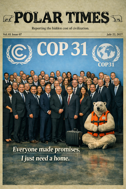 lastpenguin's tweet photo. Every climate summit introduces new pledges and ambitious goals. Yet for countless species already living with the consequences, what matters most is not another declaration, but faster action. Time is the only agenda that cannot be postponed. #polartimes https://t.co/oHhHpFqioe https://t.co/PJnJpdGk0R