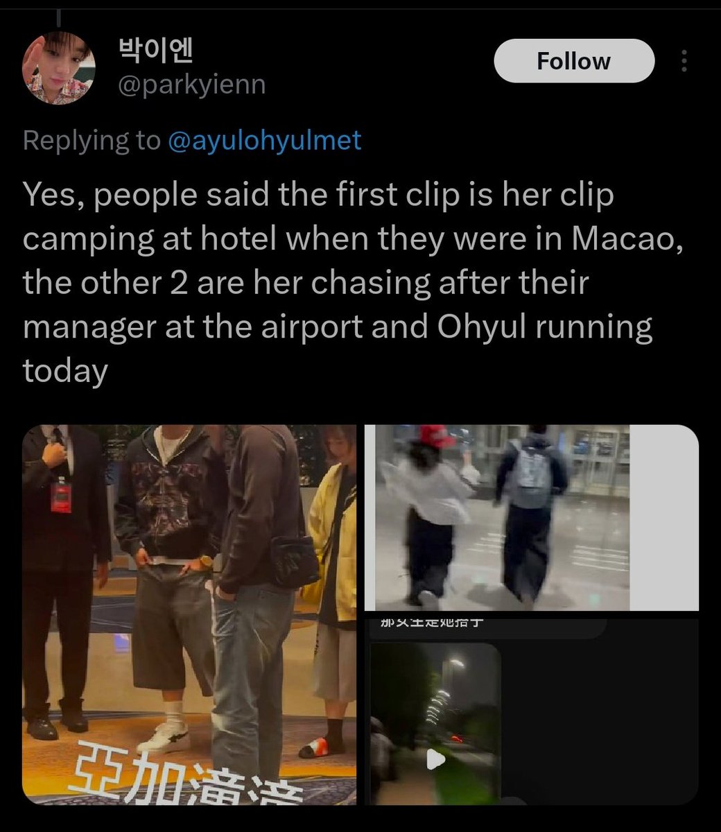 denoireee's tweet photo. Tolong jangan ada yg hype threads si tongtong, dia sasaeng ngejar ohyul semalem waktu lari di sungai han akhirnya ohyul terpaksa berhenti buat ngasih dia tanda tangan. Dan dia jg yg ganggu privacy lngshot selama di macau. Untung ohyul gak lari sendirian, dia ditemenin hyunsu. https://t.co/PbgBt4k5Wa