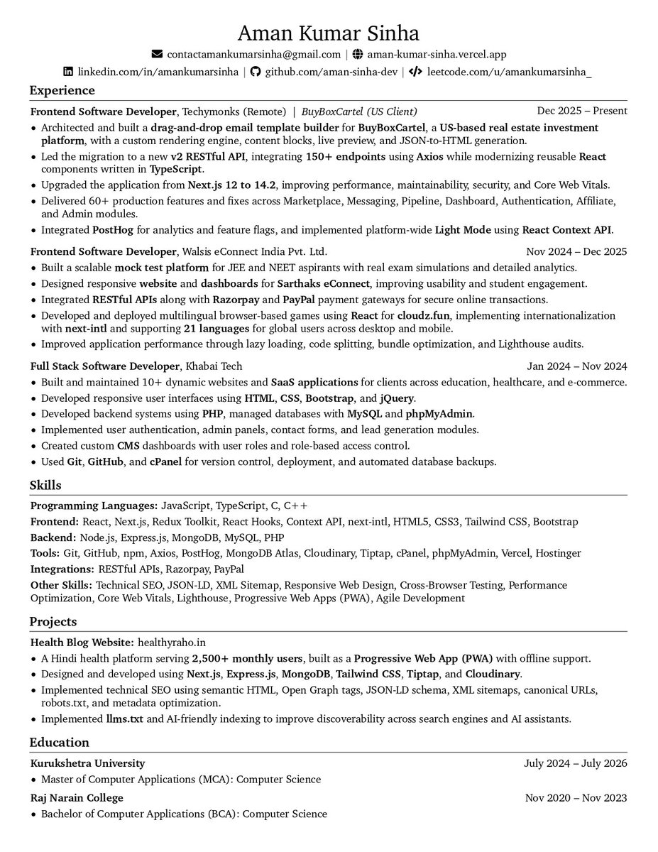 AmanKumarSinha_'s tweet photo. 📢  I'm looking for Frontend Software Developer opportunities (Remote/On-site/Freelance).

Tech Stack: React.js, Next.js, TypeScript, JavaScript, Tailwind CSS.

DMs are open.

#OpenToWork #Hiring #FrontendDeveloper #FrontendEngineer #ReactJS #NextJS #JavaScript #RemoteJobs https://t.co/EK3qkFofyC