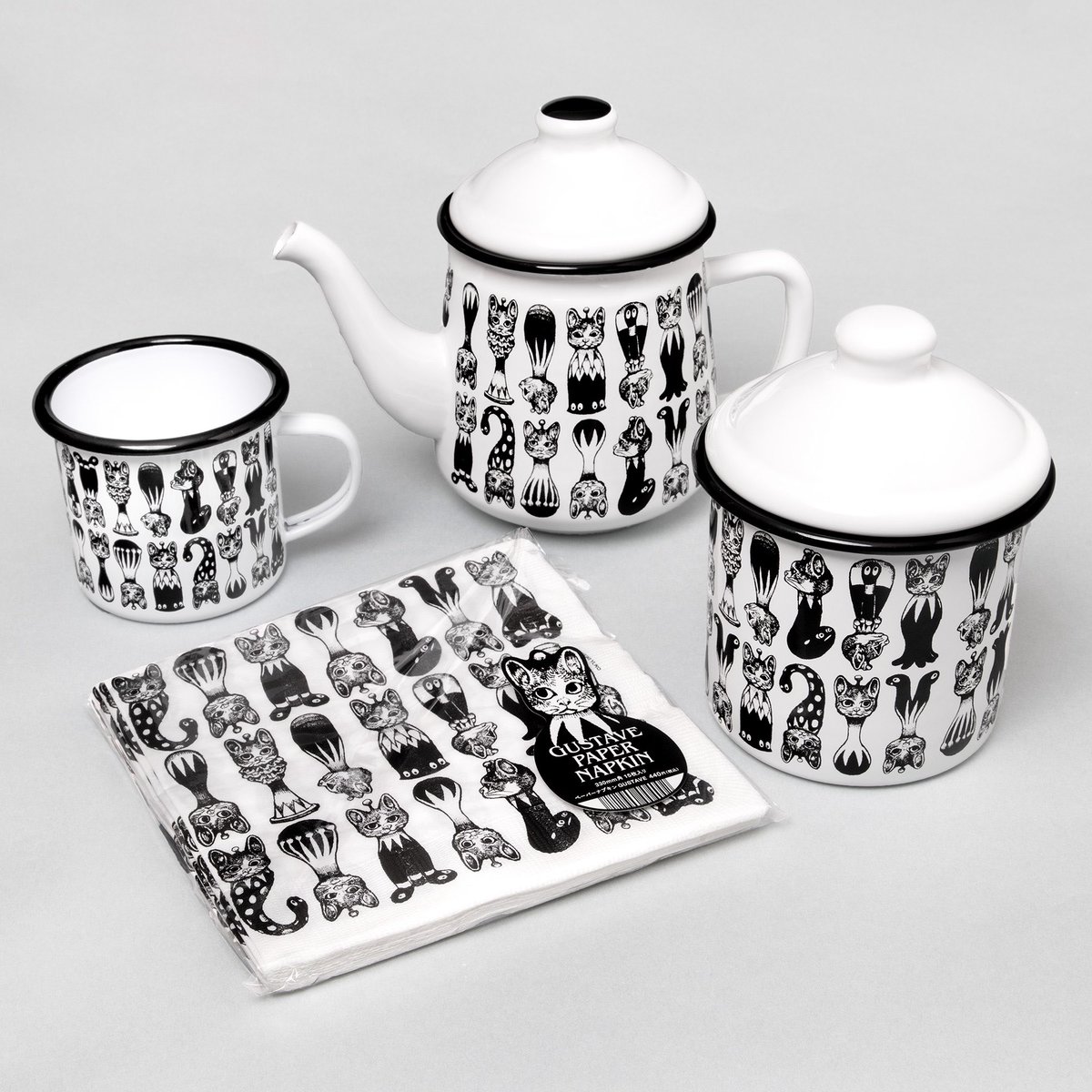 HiguchiyukoT's tweet photo. 【店舗／新商品のお知らせ】
ただいま販売しております。

〈新商品〉
ホーロー　GUSTAVE
・ポット
・マグカップ　
・キャニスター

※通販は近日中に販売予定 https://t.co/dnPUYfYk55