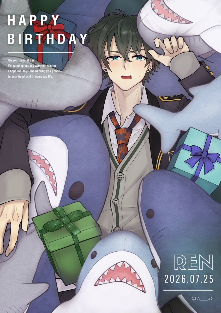 LA__pr2's tweet photo. ▷▶︎ ʜᴀᴘᴘʏ ʙɪʀᴛʜᴅᴀʏ ʀᴇɴ 
蓮おめでとう！！！🦈∘°

#白波蓮生誕祭2026
#白波蓮誕生祭2026 https://t.co/a1wxmXpnZ8