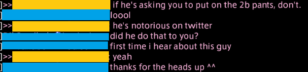 mandaar__'s tweet photo. i've encountered the 2B pants guy on Chaos. as soon as i called him out he swapped servers. followed him and warned in shout and the person he convinced to go to try on the glam which then made him log out. https://t.co/Sbnz8Y7v77