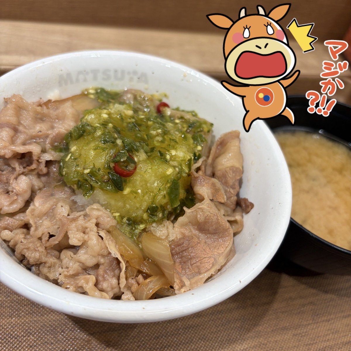 matsuya_foods's tweet photo. テスト販売祭り、ラストは
「タイ風旨辛だし醤油牛めし」です。
過去一クセのあるメニュー来た〜（╹◡╹）
クセすごい上にめっちゃ辛い！！

この味は、食べてみないとわかりません。
タイの調味料「プリックナンプラー」を再現しているんだそうです！

↓販売店舗↓
https://t.co/W8vRImCs3k

#売り切れていたら申し訳ございません