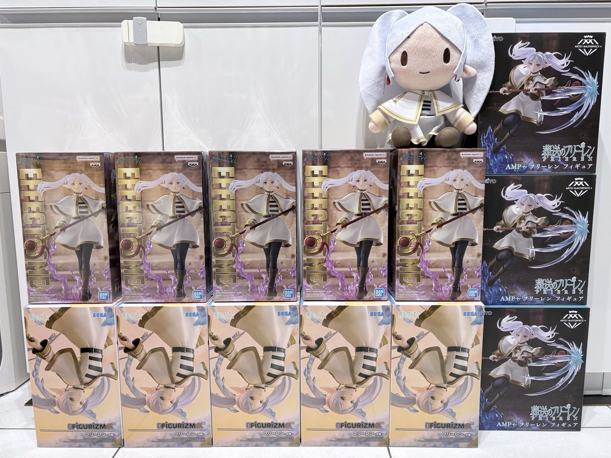 Frieren_06's tweet photo. 万代＆ハピピで新プライズ回収！橋渡し系は両店舗良設定で獲りやすかった印象◎
 
【速報】フリーレン獲得情報!!
▷ FiGURiZMα･AMP+･EFFECTREME
"師匠"＆"もちさん"からの依頼品🤲
 
▷ AMP+･EFFECTREME･ふわぷちぬいぐるみ(M)
万代スタッフさんからのプレゼント品🎁
#万代古川店 #ハピピランド https://t.co/v8RPF9gKhv