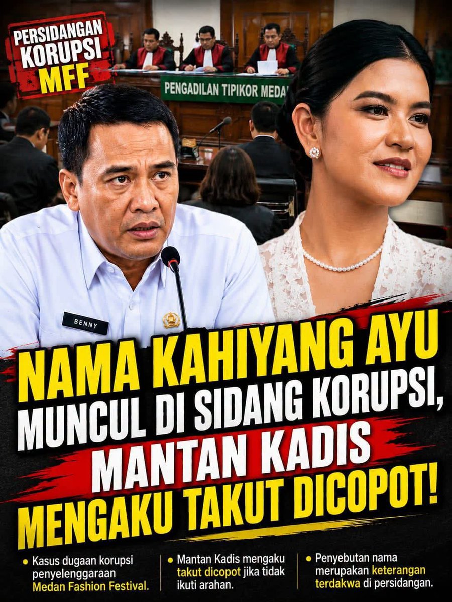 PngAdilnR4kyt's tweet photo. DINASTI JOKOWI KORUPTOR NOMOR WAHID DI INDONESIA...

KORUPSI MFF NAMA KAHIYANG AYU MUNCUL DI SIDANG KORUPSI, MANTAN KADIS MENGAKU TAKUT DICOPOT BOBBY NASUTION....‼️

#DipaksaSehatDiNegeriSakit
#PrabowoDikitariKoruptor
🆘🆗 https://t.co/JKnzkgm06S