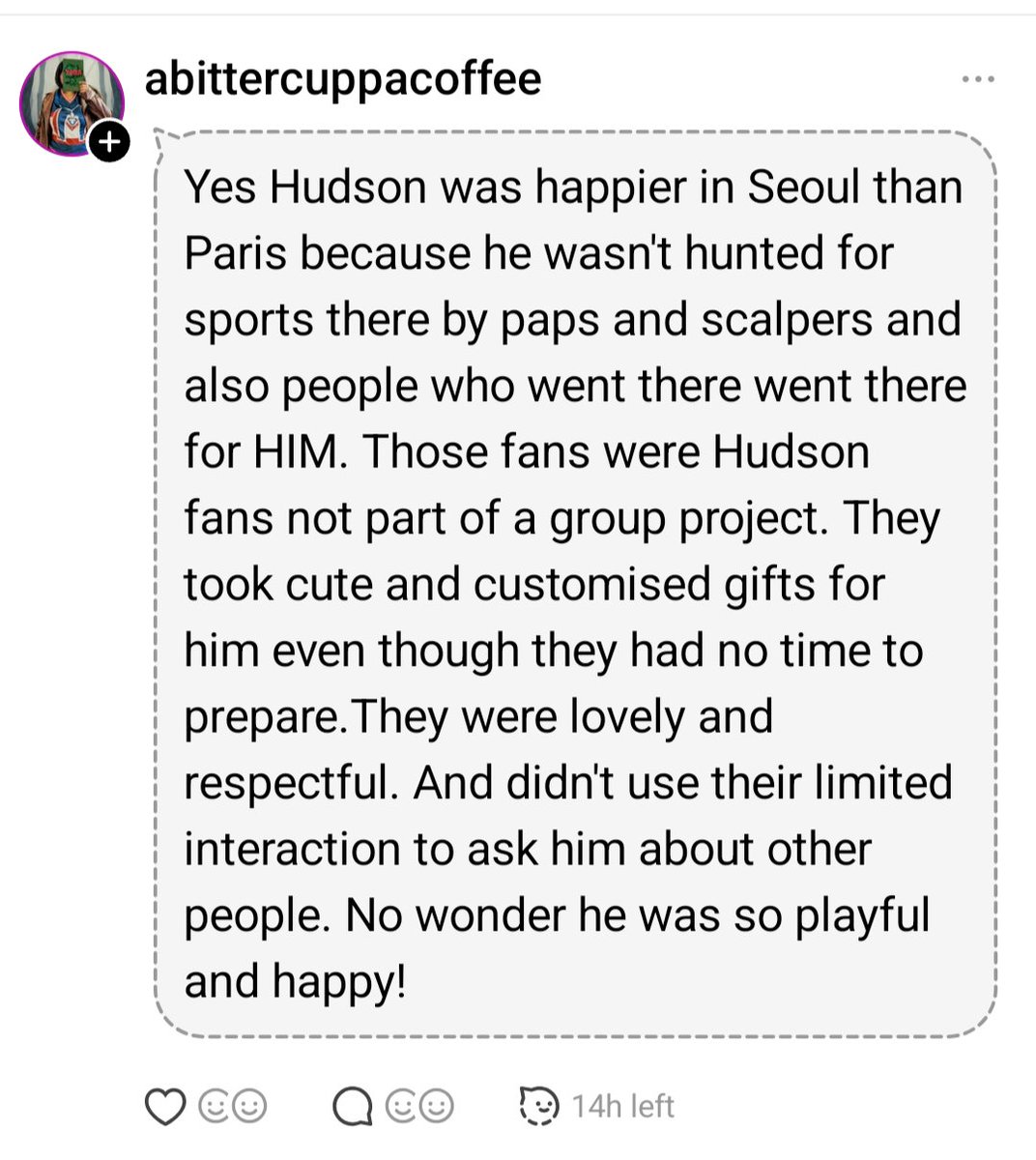 phenynobs's tweet photo. Can not agree more with this person. I am so happy that Hudson had a great experience in Korea. Thank you Korean fans 🥰🥰🥰 https://t.co/k7FlCLeh5C