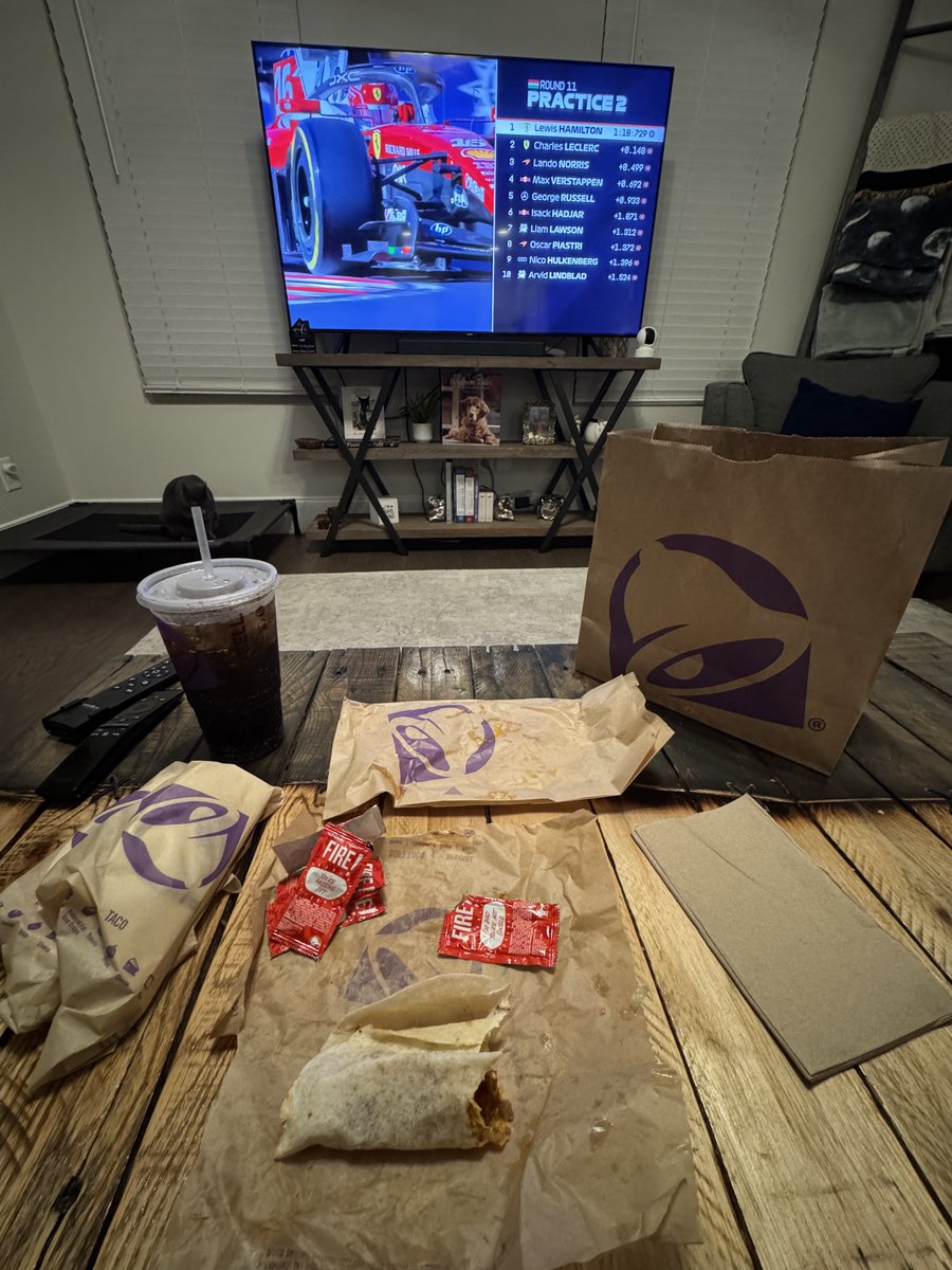 kvelez432's tweet photo. Some @tacobell and @F1 practice recap to end the day. 😎 https://t.co/zrmBjDdben
