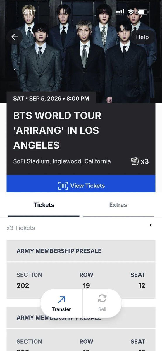 petgrre's tweet photo. WTS BTS LA

Sofi Stadium, Inglewood 9/01 and 9/05

3x tickets:
SEC  202
Row 19
Seats 12-14
really good view!

rfs: we found better options!
 #bts #LA https://t.co/fBHQOXI5gE