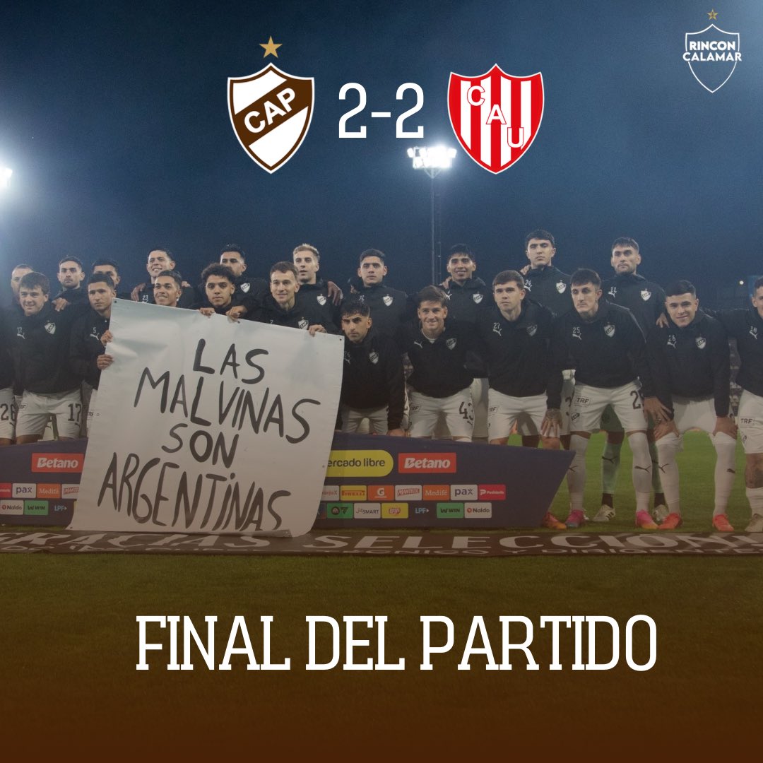 RinconCalamar's tweet photo. 🦑 TABLAS EN VICENTE LÓPEZ

EL CALAMAR EMPATÓ 2-2 CON UNION EN LA FECHA 1 DEL #TorneoClausura 

⚽️ Los goles del Calamar fueron Fagioli (E.C) y Merlini 

🔜 Miércoles 29/07 VS Instituto en Córdoba. 

#Platense #vamoscalamar https://t.co/c9nzgRrIwd
