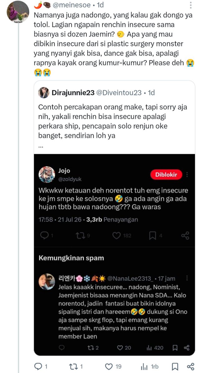 brwonbe's tweet photo. first of all, @theshims is NOT a shipper. she's a SOLO STAN. we dgaf about ur ship war. we dgaf with drama nmnst, nrnst, or momen shipper. yg bikin kita speak up adalah karena tibatiba jm dan solostans jm ikut diseret, dituduh bully, dan kena hate karena drama sialan ini. https://t.co/23GkJBnsJ8
