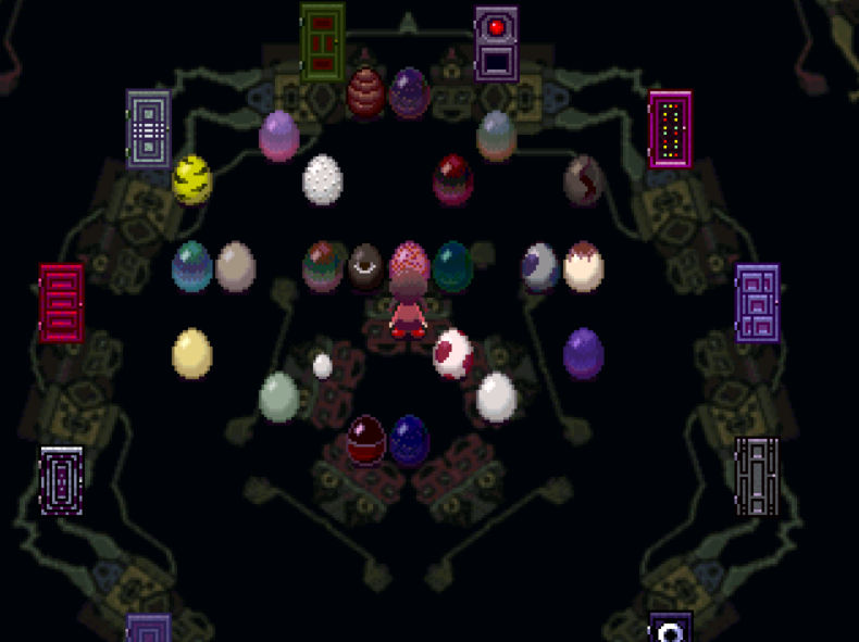 SMLMOVlE's tweet photo. I feel kinda bad playing yume nikki knowing the end 'goal' is basically to make madotsuki jump off her balcony but whatever. i got the ending that parallels this ending scene in 2kki a couple days ago but i lost the screenshots for it https://t.co/fOqmusRfoO