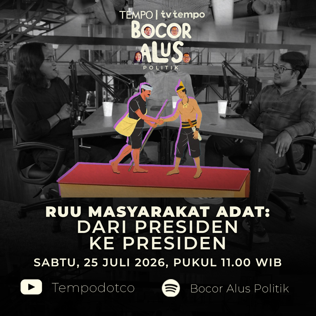 tempodotco's tweet photo. RUU Masyarakat Adat: Dari Presiden ke Presiden

Pembahasan Rancangan Undang-Undang Masyarakat Adat bergulir sejak 2008. Presiden sudah berganti dua kali, tapi peraturan yang memproteksi masyarakat adat ini belum juga disahkan.

Simak selengkapnya Program Bocor Alus Politik di Channel Youtube Tempodotco dan Spotify

#BocorAlusPolitik #PodcastBAP #PodcastTempo