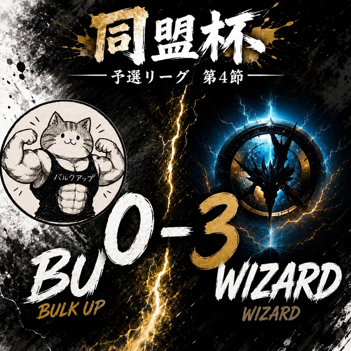 bulkup_efb's tweet photo. 第3試合はWIZARDが3-0（不戦勝）で勝利。
#同盟杯　#BU https://t.co/hrqla8Ixtb