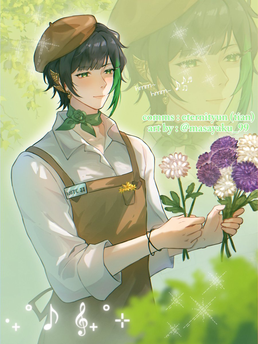 penyudis's tweet photo. Selamat pagi dari Yudistira yang udah nggak ngamen lagi✨

Yudistira as Florist, cantik banget astaga💐🌱

Art by : @.masayaku_99✨ terimakasih sudah buat Yudis seindah ini, kak💚

#Yudiartsbun https://t.co/qKlCpMzi0R
