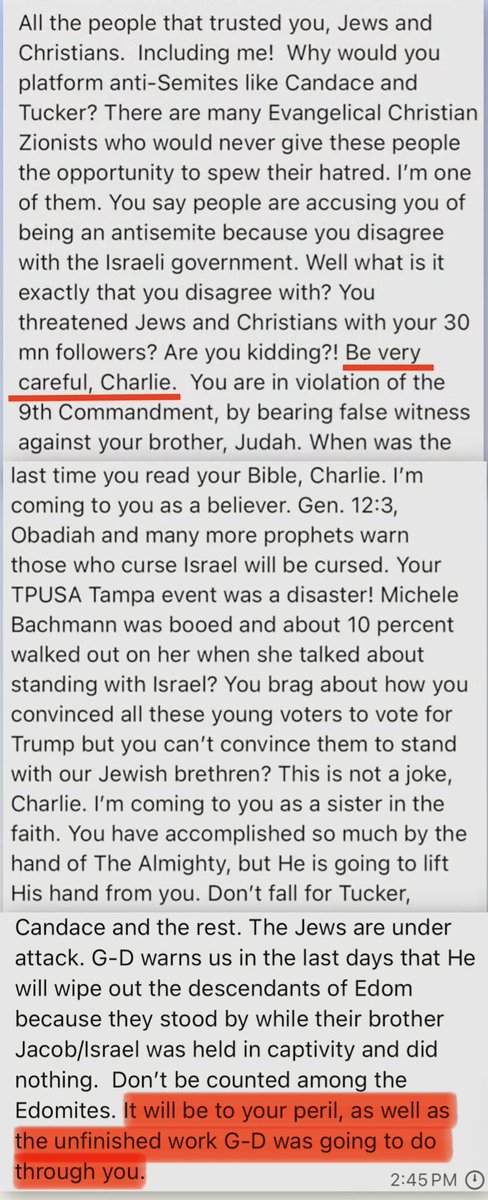 Mini_111111's tweet photo. Amongst other things, let’s never forget this text that Charlie received from Laurie Cardoza-Moore, just days before he was assassinated. https://t.co/RU5pO9Yx9p
