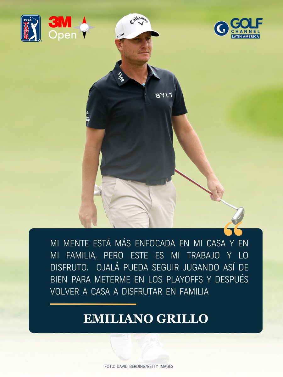 GolfChannelLA's tweet photo. ¡Grande Emiliano! 🧑‍🧑‍🧒‍🧒

Luego del nacimiento de su segundo hijo, Emiliano Grillo vive una nueva y bella etapa junto a su familia. 👏

De todos modos, el trabajo continúa y el objetivo de meterse a los playoffs de la FedExCup se mantiene firme. 🇦🇷 https://t.co/LrUbSPsTun
