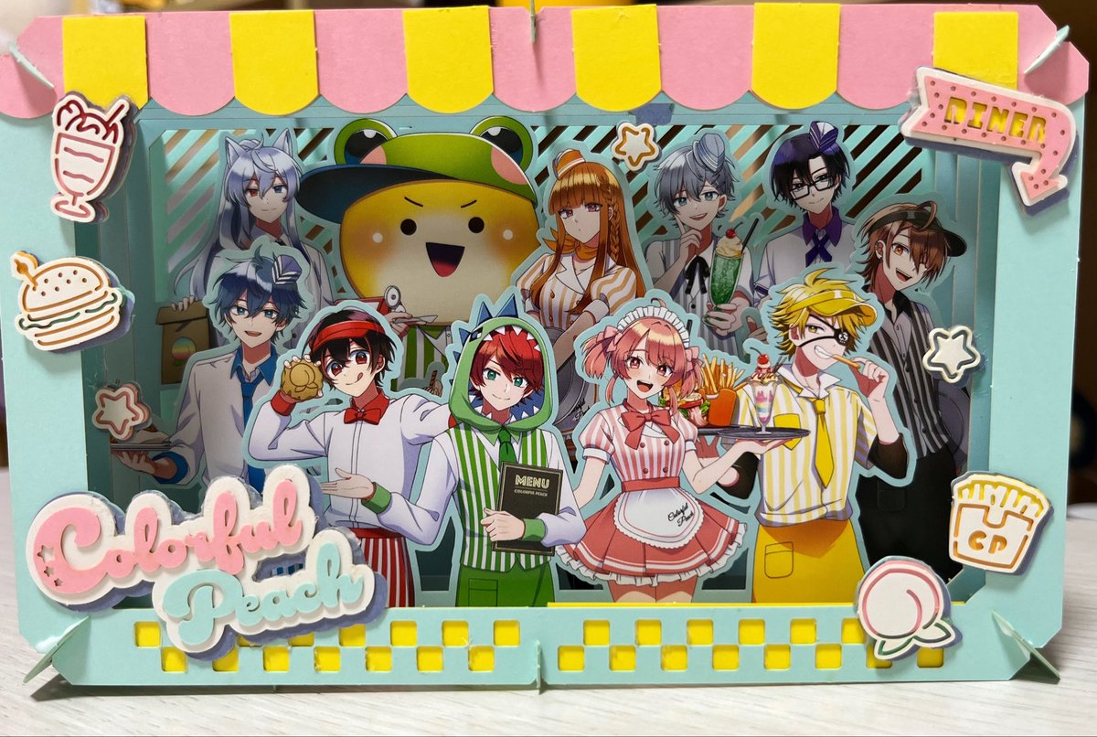 hirokahum's tweet photo. 小3、夏休み3日目🍉
可愛すぎる☺️
上手に出来たね🫶
#ペーパーシアター
#からぴち
#カラフルピーチダイナー https://t.co/VOK5HrE9AE