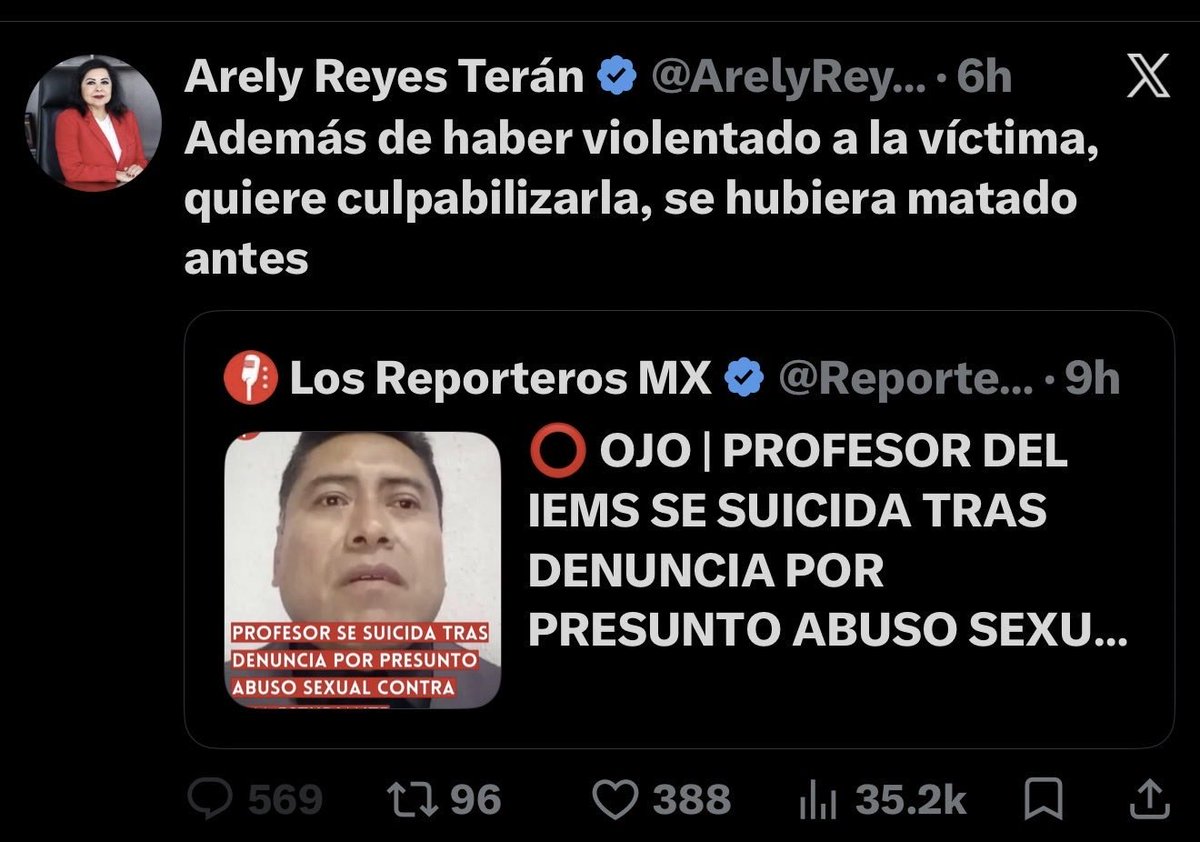 ZeltSalinas's tweet photo. @acastagne @ArelyReyesT @X ¿Pero que HDP tiene que ser para pensar y escribir algo así? Especialmente teniendo un cargo público... 😤
¿Qué tal que fuera a la inversa y los ciudadanos opinaramos la mismo de los políticos? 🤨 https://t.co/RxcCtu3z8x