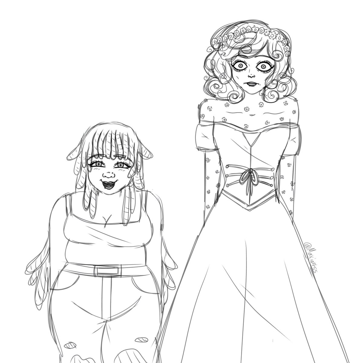 Maxiartss's tweet photo. my ocs jade and camellia (they’re in love) https://t.co/DaPY7XIuHu
