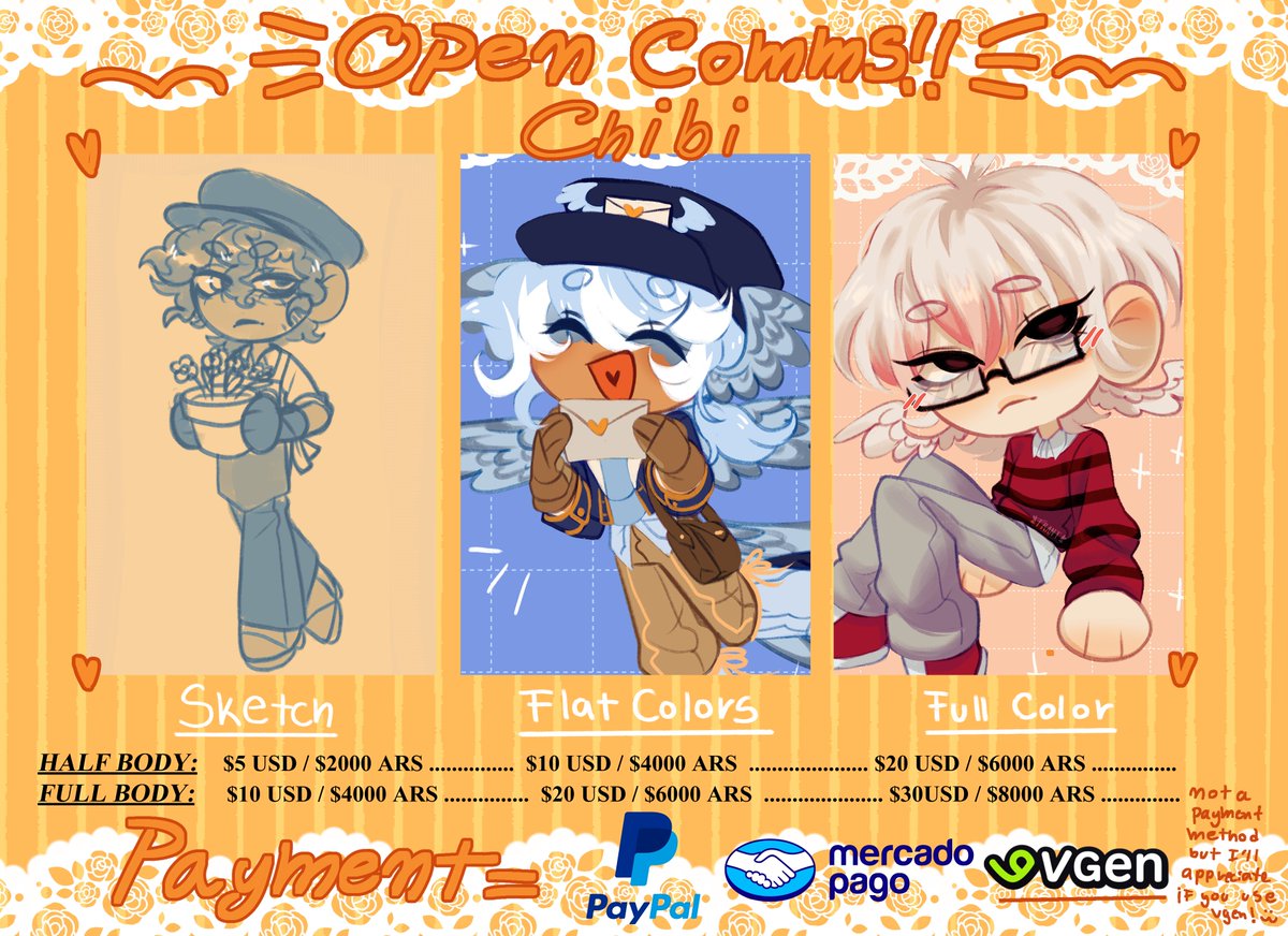 BitterSweetFran's tweet photo. #artcommissions #commissions #opencomms #vgencomms #vgen
HIII MY COMMS ARE OPEN AGAIN ♡♡♡
With artfight, I had an excuse to make more examples of my art ^^

OH! And now I´m making character sheets and customs!! 
TOS and my vgen below!! https://t.co/N9Oxvd7ewB