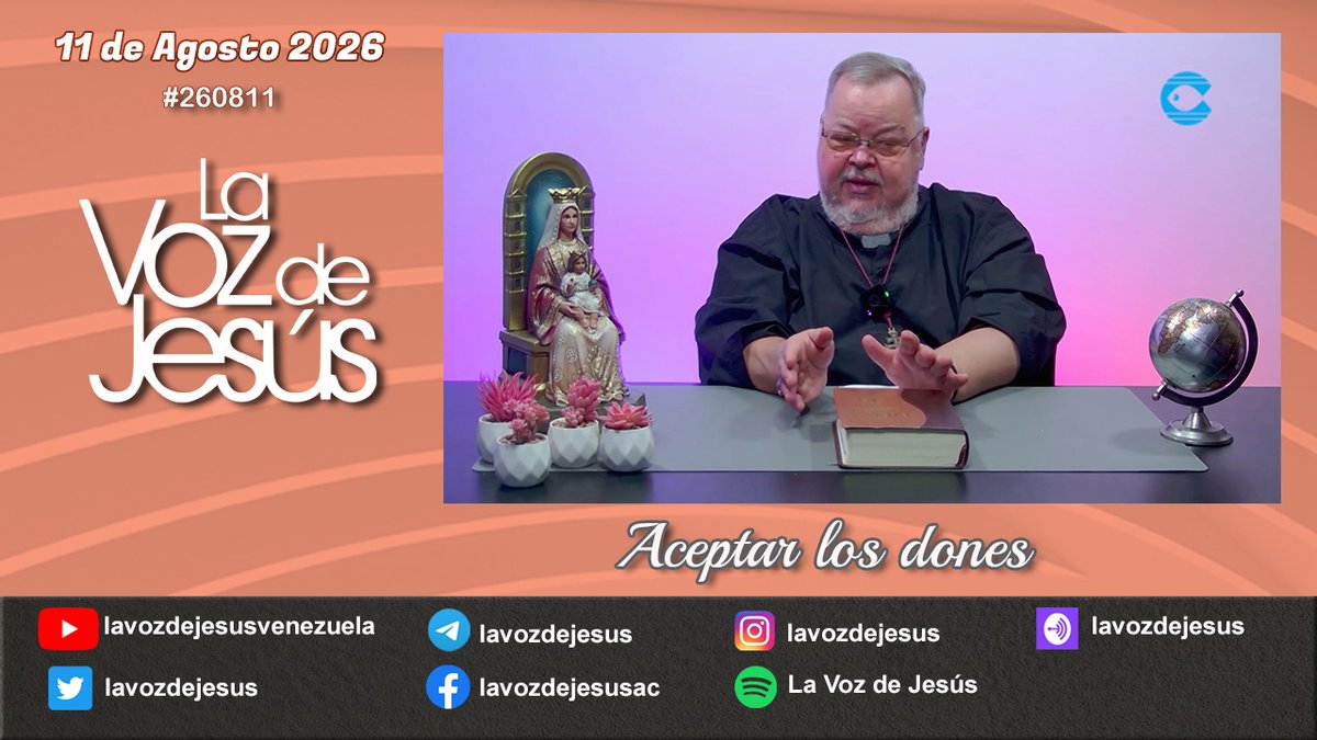 lavozdejesus's tweet photo. Devocional diario de Mons. Roberto Sipols para La Voz de Jesús

Aceptar los dones : 11 de Agosto 2026 #260811

Véala por nuestro canal Youtube: https://t.co/PtMzjNsiWb

Escúchalo por:
https://t.co/MCg8QeKWFC

Para información de los libros, nuestro ministerio y redes sociales, visita https://t.co/Spo0kuZ7It