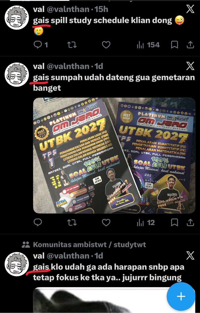 valnthan's tweet photo. kecanduan ngomong “gais” jir https://t.co/WCZZ8Z6txO