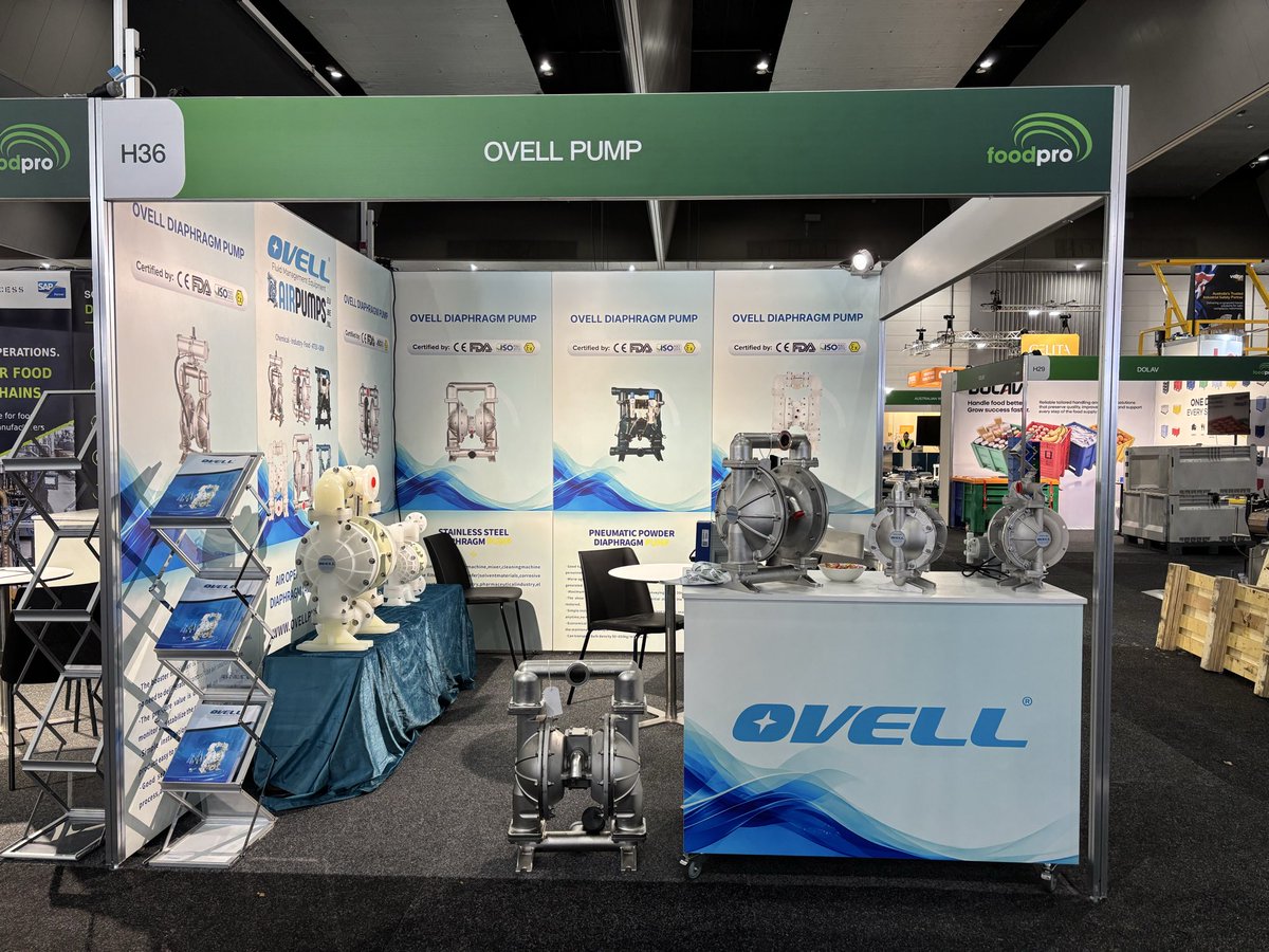 ovell5's tweet photo. Let’s talk about diaphragm pump application in food processing, packaging and innovation. See you at H36 stand, foodpro 26-29 July 2026 MCEC Melbourne. https://t.co/wV5TFJ3hdK  -processing, packaging and innovationmelbourne foodpro 2026 
-food grade pump
-aodd pump https://t.co/6hyPBl45Kz