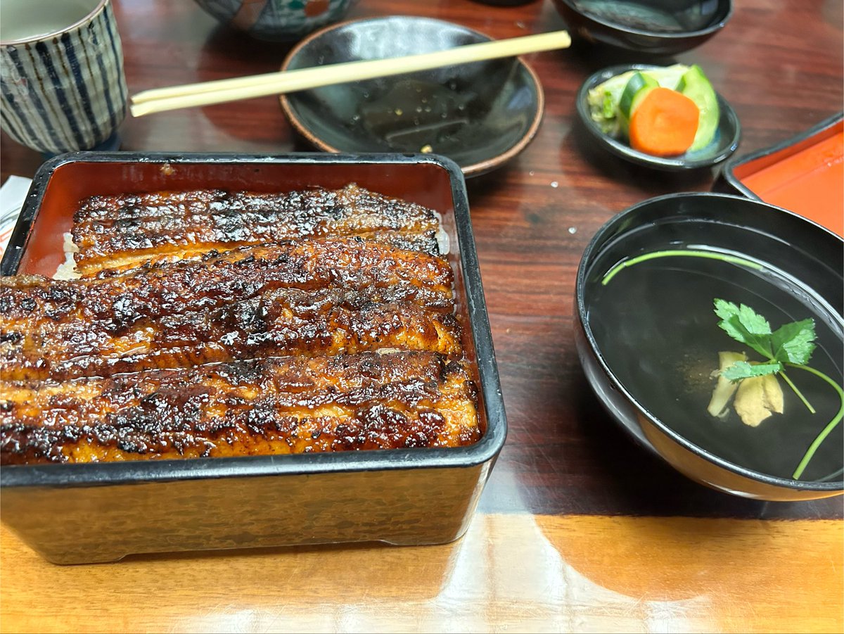 Tksin4's tweet photo. わたしは、vketには行けません
わたしは、いま特上鰻重を食べてます
（飯テロ防止フィルター） https://t.co/fvnf5mrULf
