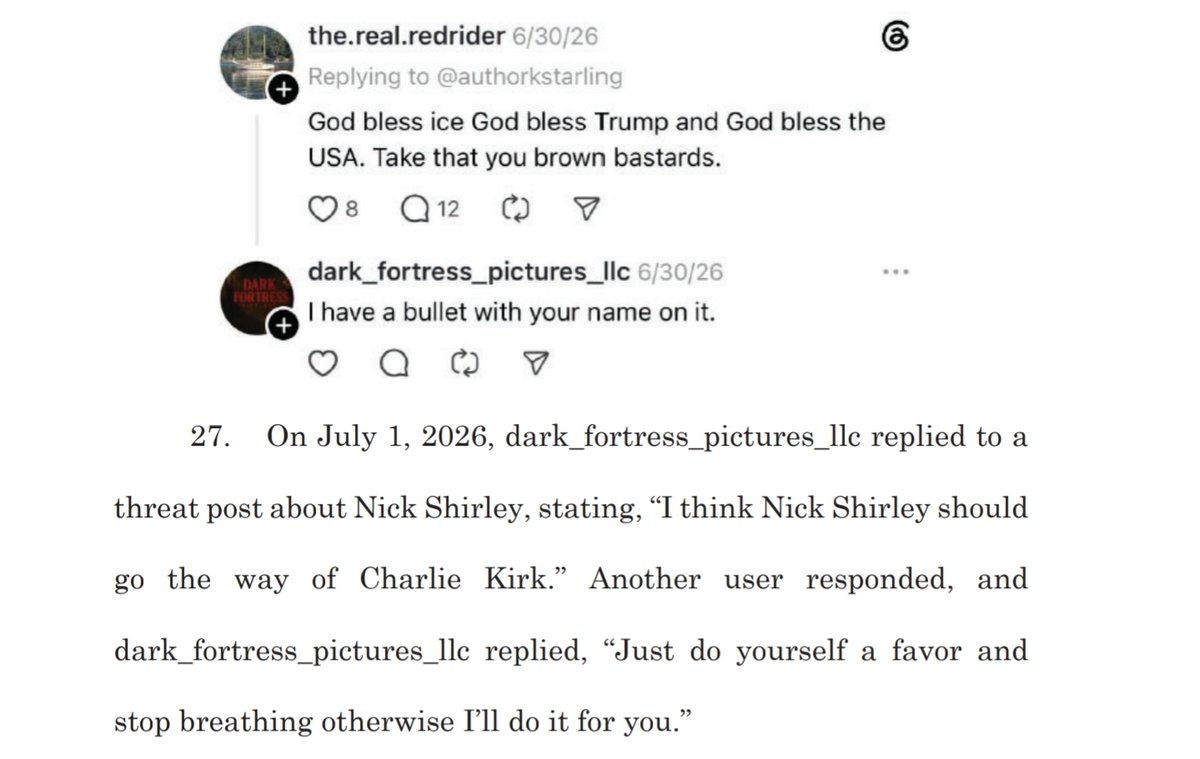 MrAndyNgo's tweet photo. A radical leftist and self-identified satanist named Michael Gary Petersen from Melvindale, Mich. was arrested and charged for allegedly threatening to shoot and kill ICE agents. He made the posts on his social media and encouraged fellow comrades to kill. He also called for @nickshirleyy to meet the same fate as Charlie Kirk.

Far-left extremists online reacted to the news by encouraging others to carry out leftist m—rder attacks instead of posting about it. Screenshot below from federal criminal complaint.
https://t.co/tjhWzj8r4x